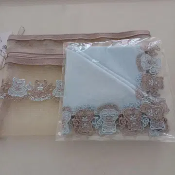 치카자와 레이스 곰 파우치 & 손수건 세트