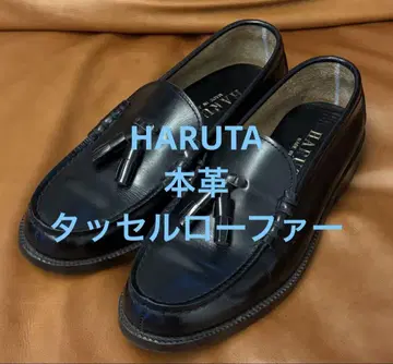 새상품급 HARUTA 하루타 천연 가죽 태슬 로퍼 블랙 24.5cm