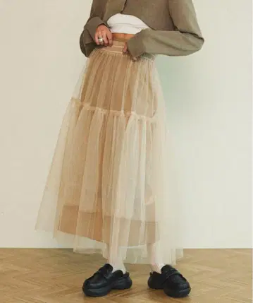 레이어드 A 라인 슬릿 스커트