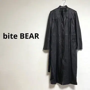 바이트 베어 bite bear 천연 가죽 롱 코트 싱글 벨트 포함 블랙