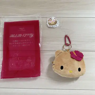 일광화상 헬로키티 봉제 인형 파우치 참 & 스티커 3종 세트