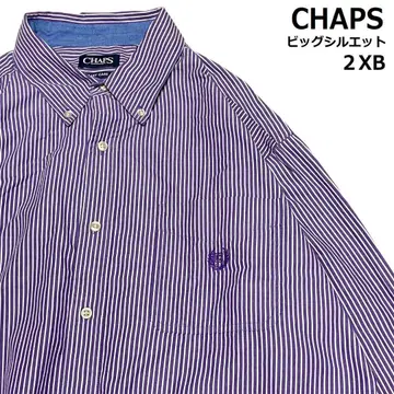 CHAPS 챕스 스트라이프 셔츠 버튼 다운 2XB 3XL 퍼플
