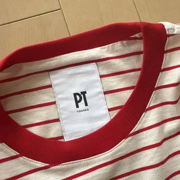 PT TORINO 화이트/빨간색 스트라이프 티셔츠 M