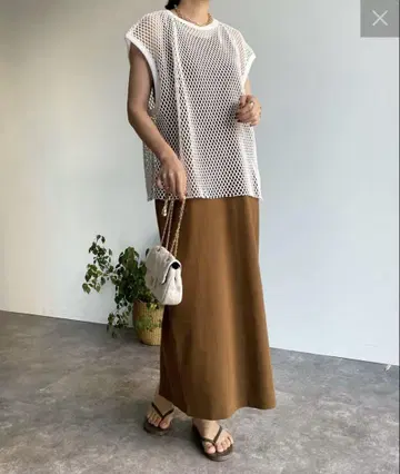 두두 DouDou 메쉬 풀오버 리브 원피스