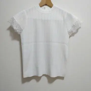 BEAMSHEART 레이스 소매 반팔 니트