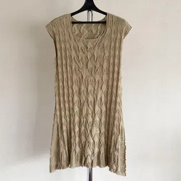 HIROKO BIS 시스루 니트 슬리브리스 튜닉 원피스 베이지 9