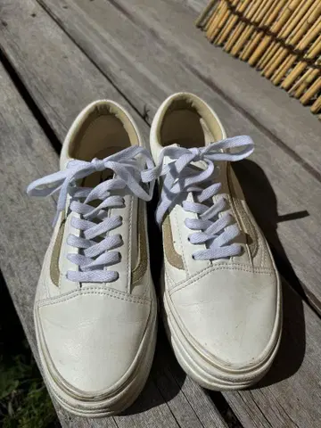Vans 화이트 가죽 스니커즈 통굽 스니커즈