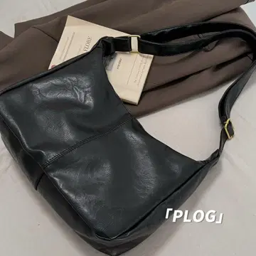 EVERY 가죽 원숄더백 지퍼식 고급 인조 가죽 블랙 검정