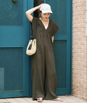 새상품 인도 더블 거즈 셔링 올인원