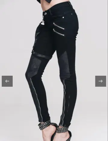 블랙 스키니 데님 지퍼