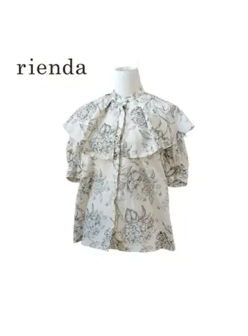 # rienda 리엔다 플라워 프린트 빅 칼라 반팔 블라우스