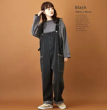 CUBE SUGAR 데님 살로펫 팬츠 오버롤 와이드 실루엣