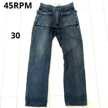 45RPM 워크 데님 일본제 30인치 입체 포켓 데미지 가공 새상품급