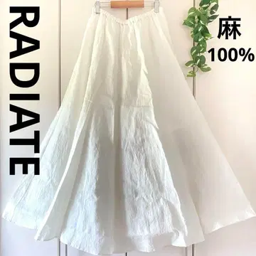 RADIATE 라디에이트 야마다야 플레어 스커트 린넨 100% 화이트