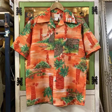 60년대 빈티지 Kelii's 알로하 셔츠 하와이 티키 TIKI