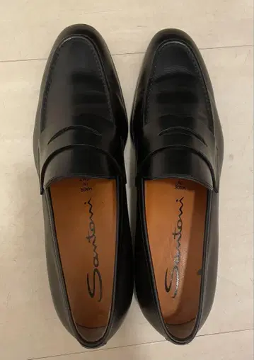 산토니 코인 로퍼 남성 드레스 신발 가죽 신발 블랙 Santoni