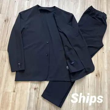 새상품급 SHIPS 손세탁 가능 노카라 자켓 이지 팬츠 UV 차단 블랙