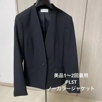 새상품급 1~2회 착용 PLST 폴리에스테르 옥스 노카라 자켓 블랙
