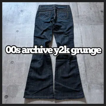 y2k 플레어 데님 팬츠 부츠 컷 기믹 00s 헤이세이 갸루 그런지
