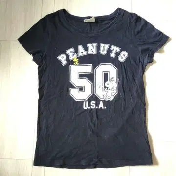 M PEANUTS 스누피 티셔츠 블랙