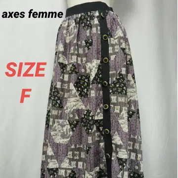 axes femme 엑시즈팜 롱 스커트 플레어 올 패턴 꽃무늬 보라색