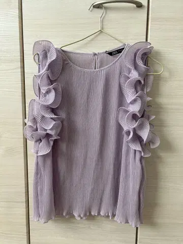 ZARA 라벤더 프릴 슬리브리스 M