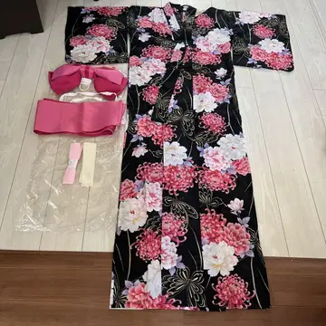 꽃무늬 유카타, 오비, 리본 세트