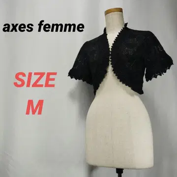 axes femme 엑시즈팜 니트 볼레로 라메 블랙 반팔 M