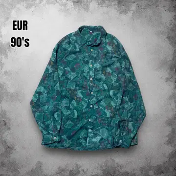 90s EUR 아트 프린트 올 패턴 긴팔 셔츠 염색 타이다이 레어 디자인
