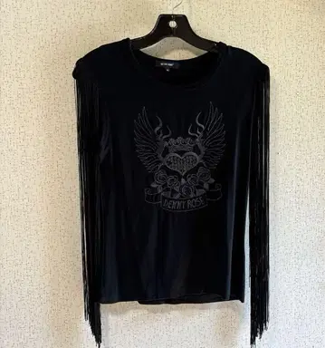 DENNY ROSE 블랙 프린지 탑 M
