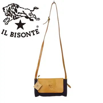 일비종떼 / IL BISONTE 숄더백 캔버스 가죽 뚜껑