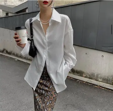 LOOKNONE 오버 사이즈 긴팔 셔츠 화이트