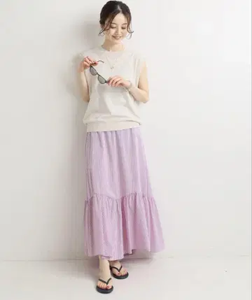 새상품급 IENA 코튼 린넨 슬리브리스 풀오버