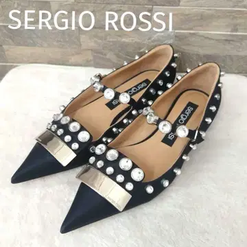 Sergio Rossi sr1 새틴 포인트 토 플랫 슈즈