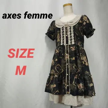 axes femme 엑시즈팜 플라워 무늬 원피스 프릴 블랙 올 패턴 M