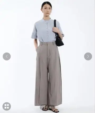 PUBLIC TOKYO 드라이 트로 사이드 턱 팬츠 MOCA