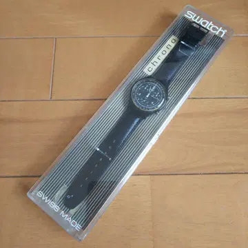 새상품 스와치 Swatch Chrono 블랙 가죽 손목시계