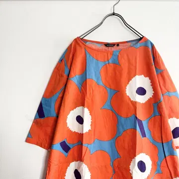 marimekko 마리메꼬 우니코 패턴 원피스 루즈핏 반팔 오렌지