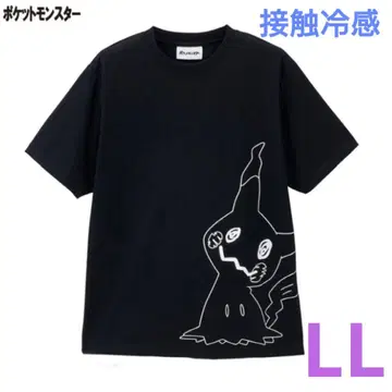 포켓몬 접촉 냉감 남성용 반팔 티셔츠 LL 사이즈 미미큐(블랙)