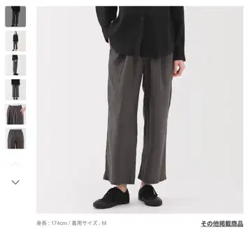 무인양품 여성 린넨 워시드 이지 와이드 팬츠 차콜 그레이 M