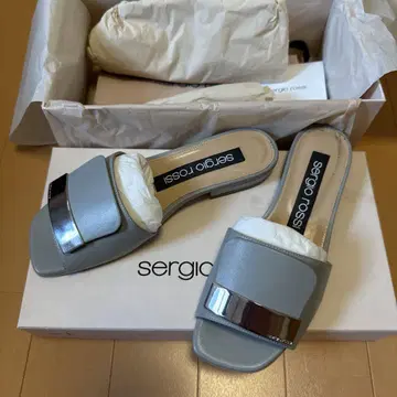 sergio rossi 그레이 메탈릭 밴딩 샌들