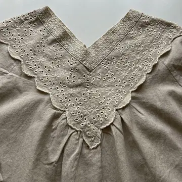 S.T.CLOSET FRABJOUS 면 린넨 블라우스 래글런 소매 레이스