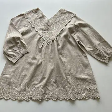 S.T.CLOSET FRABJOUS 면 린넨 블라우스 컷워크 레이스 자수