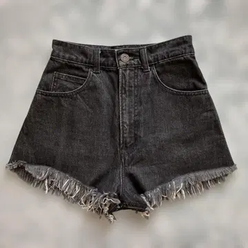 MOUSSY 마우지 블랙 숏 팬츠 하이 웨스트 프린지