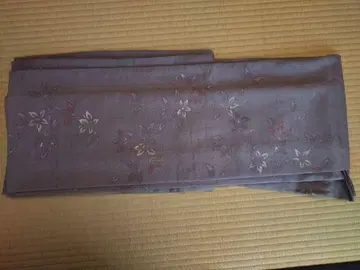 보라색 바탕, 순수 실크, 이중 기모노, 손으로 그린 꽃무늬