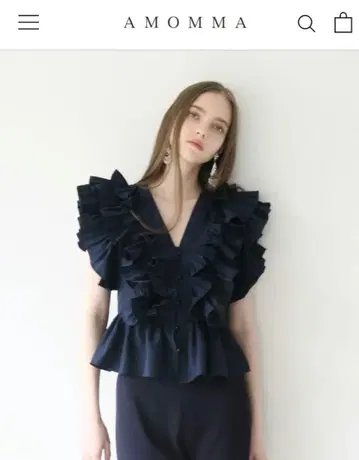 amomma RAFFLE FRILL TOPS (네이비)