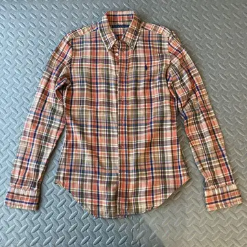 Ralph Lauren 체크 무늬 긴팔 셔츠 오렌지