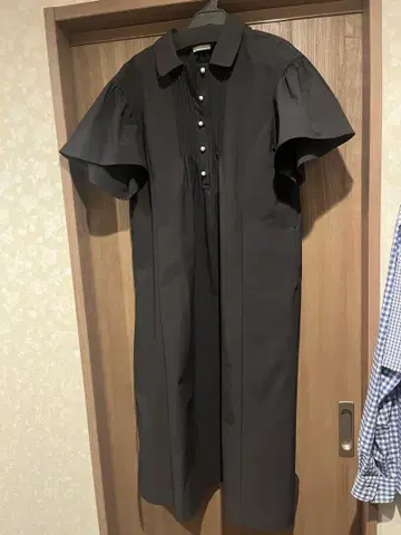 블랙 반팔 셔츠 원피스 롱