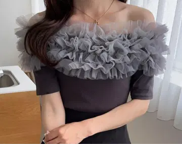 GRL 튤 프릴 골지 탑