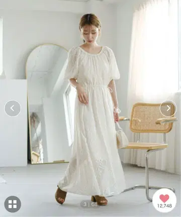 Kastane 컷 레이스 개더 원피스